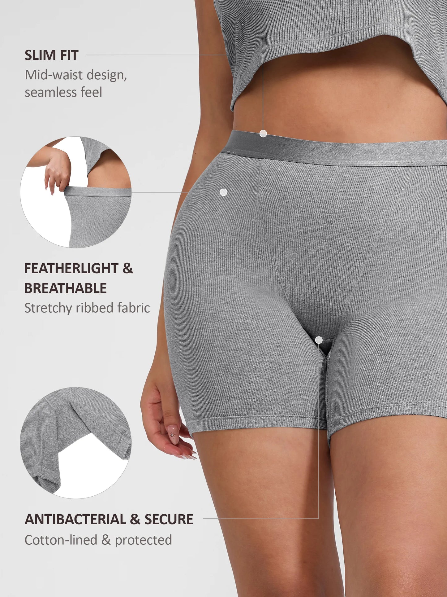 Feelingirl Comfortable Stretchy Mid-Waist Boxer Shorts