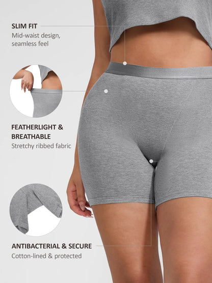 Feelingirl Comfortable Stretchy Mid-Waist Boxer Shorts