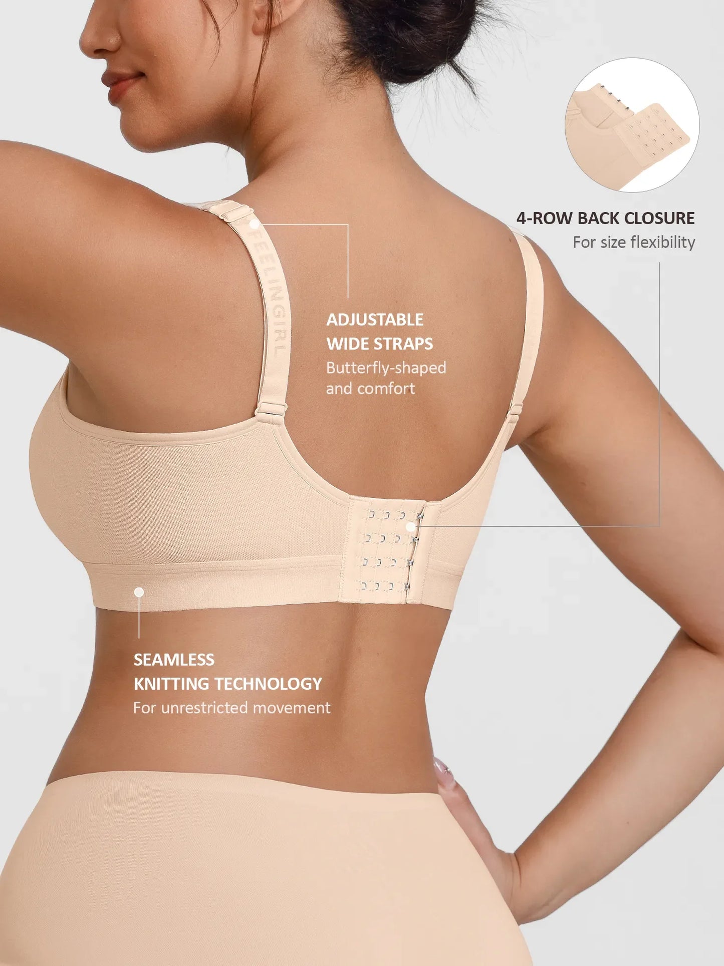 Feelingirl Full Coverage Smoothing Wireless Bra