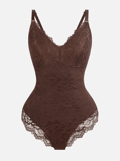 Feelingirl Lace V Neck Full Bodysuit