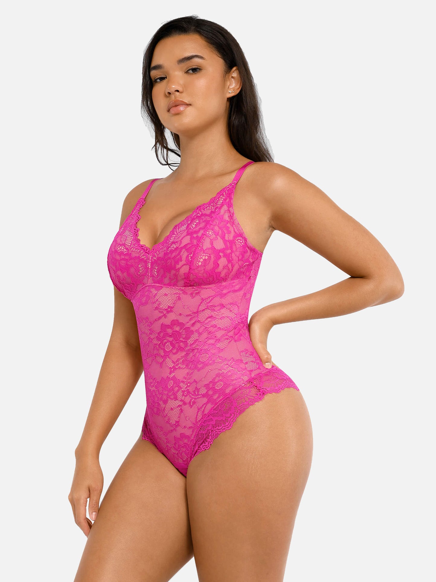 Feelingirl Lace V Neck Full Bodysuit