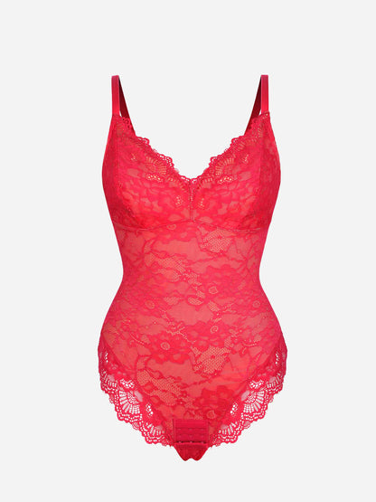 Feelingirl Lace V Neck Full Bodysuit