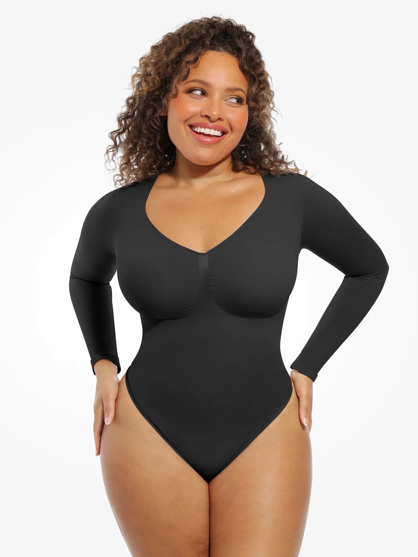 Feelingirl Seamless Supportive Long Sleeve Tummy Control Bodysuit