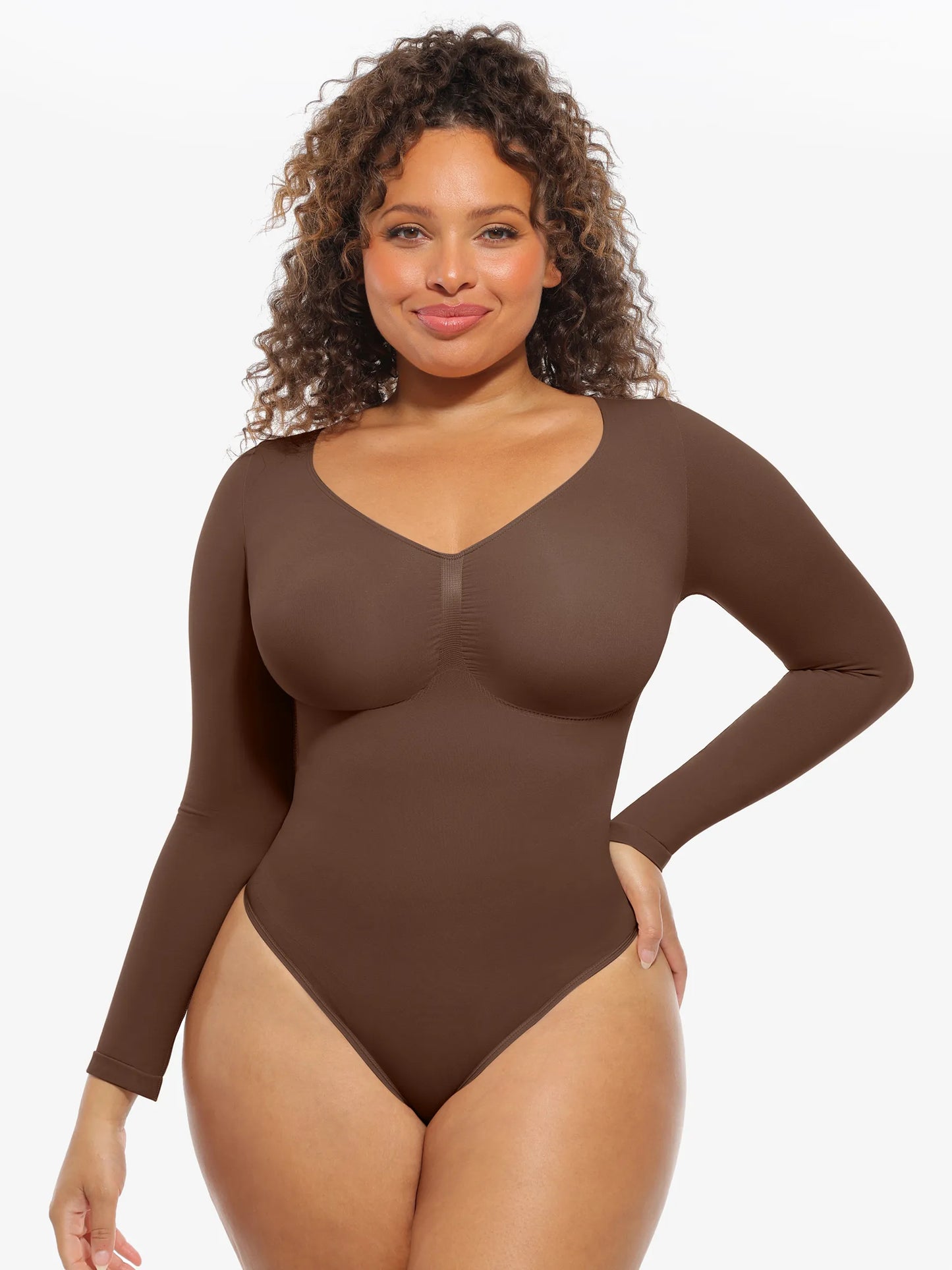 Feelingirl Seamless Supportive Long Sleeve Tummy Control Bodysuit