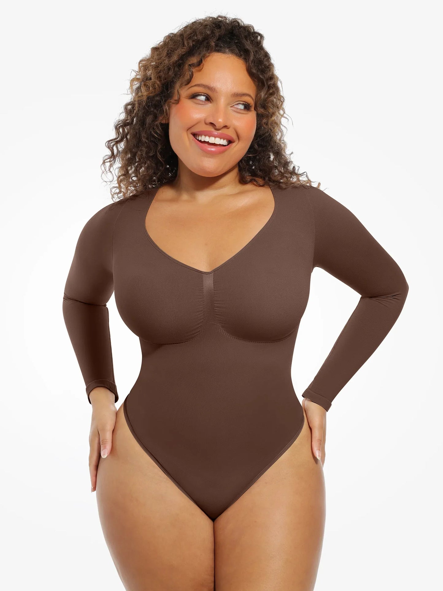 Feelingirl Seamless Supportive Long Sleeve Tummy Control Bodysuit