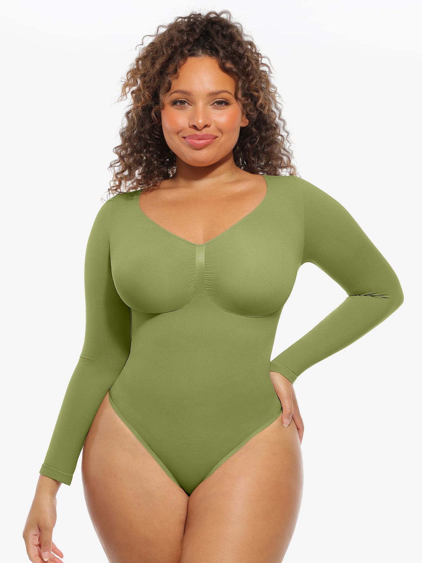 Feelingirl Seamless Supportive Long Sleeve Tummy Control Bodysuit
