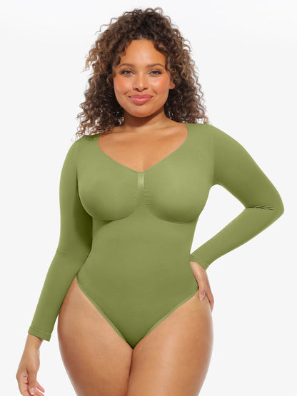 Feelingirl Seamless Supportive Long Sleeve Tummy Control Bodysuit