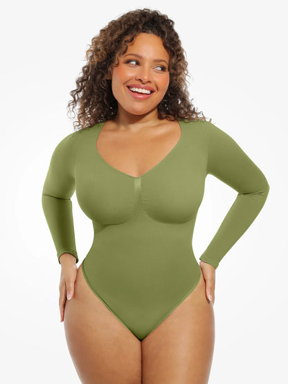 Feelingirl Seamless Supportive Long Sleeve Tummy Control Bodysuit