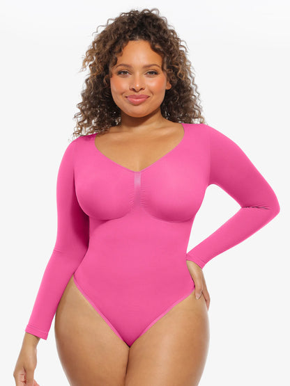 Feelingirl Seamless Supportive Long Sleeve Tummy Control Bodysuit