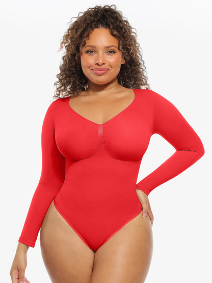 Feelingirl Seamless Supportive Long Sleeve Tummy Control Bodysuit