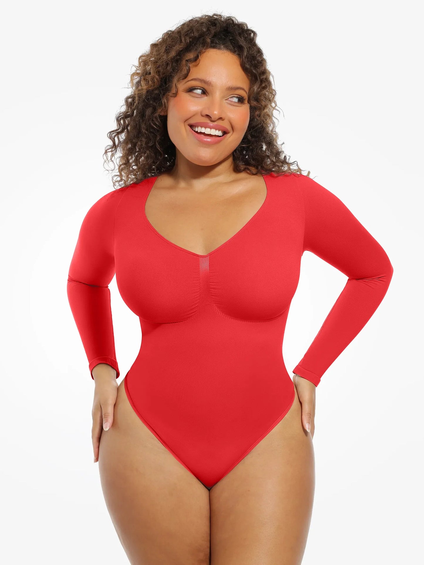 Feelingirl Seamless Supportive Long Sleeve Tummy Control Bodysuit