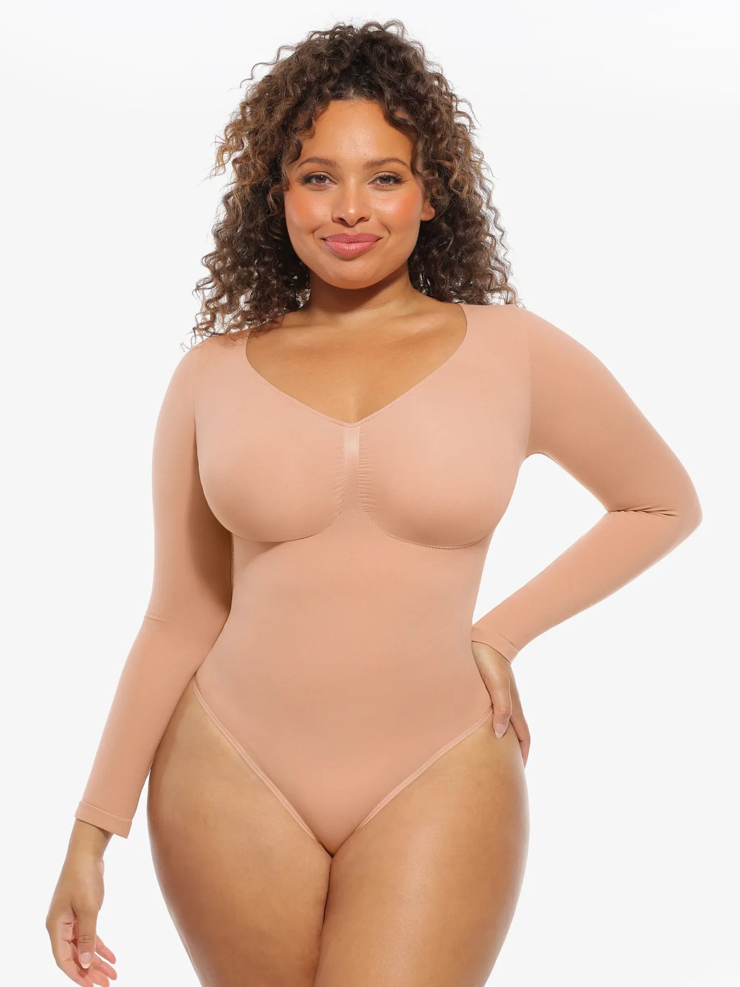 Feelingirl Seamless Supportive Long Sleeve Tummy Control Bodysuit