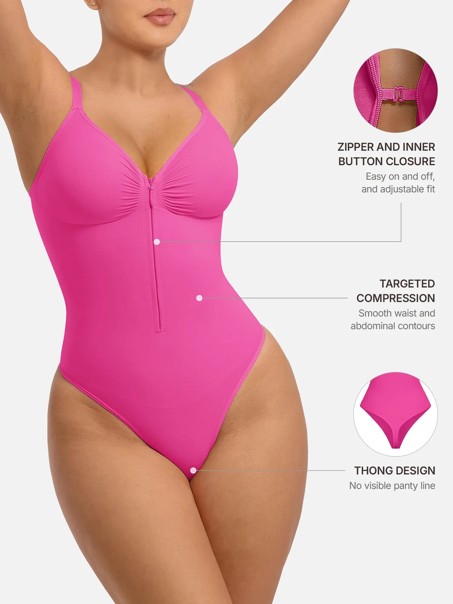 Feelingirl Tummy Control Seamless Zipper Shaping Bodysuit