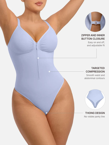 Feelingirl Seamless Tummy Control Zipper Sculpt and Support Bodysuit