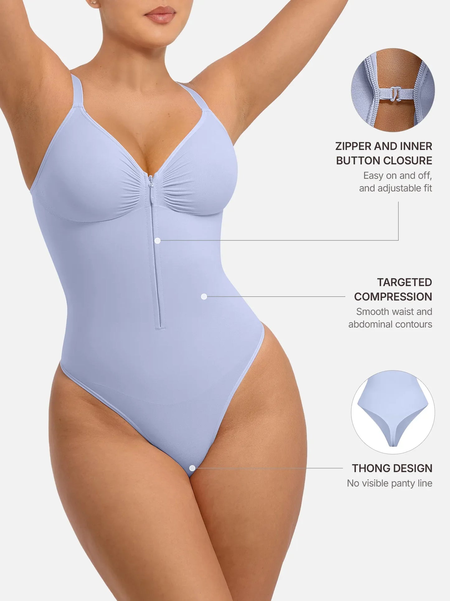 Feelingirl Tummy Control Seamless Zipper Shaping Bodysuit