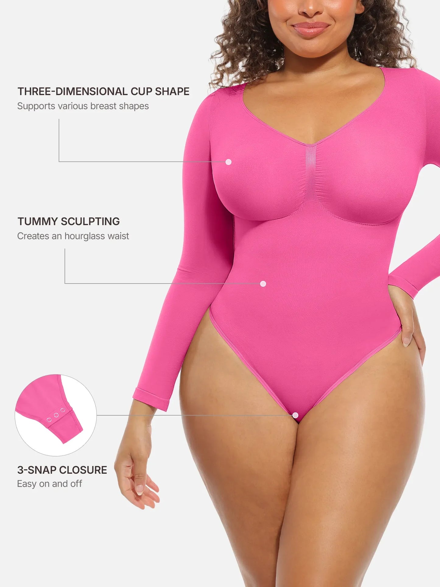 Feelingirl Seamless Supportive Long Sleeve Tummy Control Bodysuit