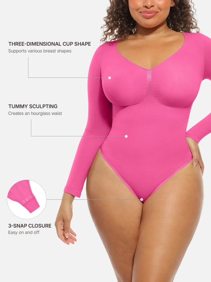 Feelingirl Seamless Supportive Long Sleeve Tummy Control Bodysuit
