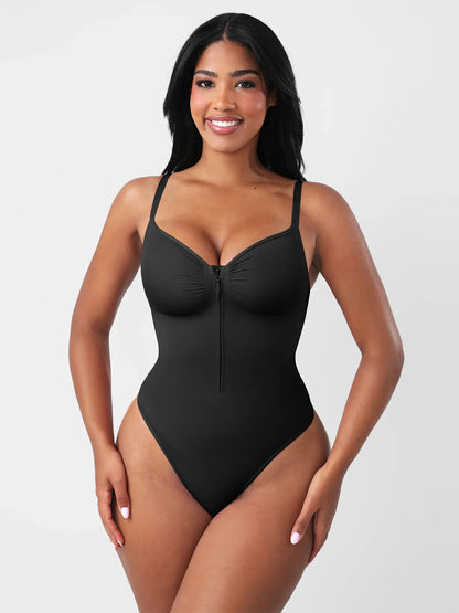 Feelingirl Seamless Tummy Control Zipper Sculpt and Support Bodysuit