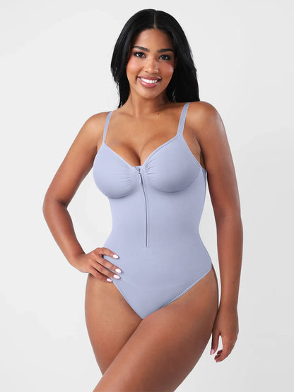 Feelingirl Seamless Tummy Control Zipper Sculpt and Support Bodysuit