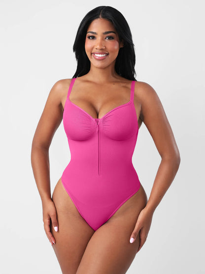 Feelingirl Seamless Tummy Control Zipper Sculpt and Support Bodysuit