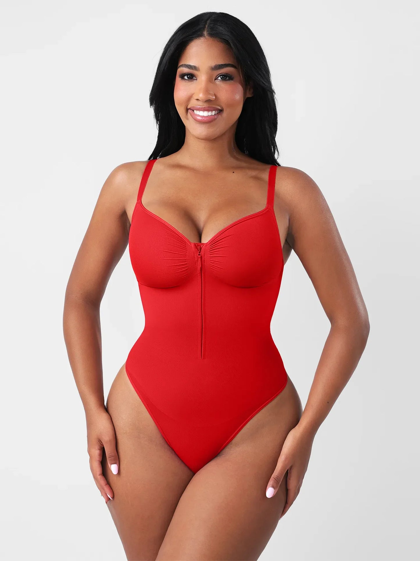 Feelingirl Seamless Tummy Control Zipper Sculpt and Support Bodysuit