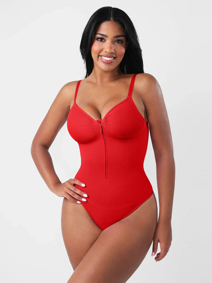 Feelingirl Seamless Tummy Control Zipper Sculpt and Support Bodysuit