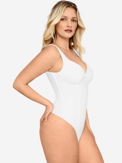 Feelingirl Full Body Wide Strap V-Neck Bodysuit