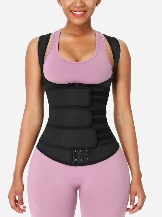 Feelingirl Triple Belt Rubber Vest Sport Girdle Waist Trainer
