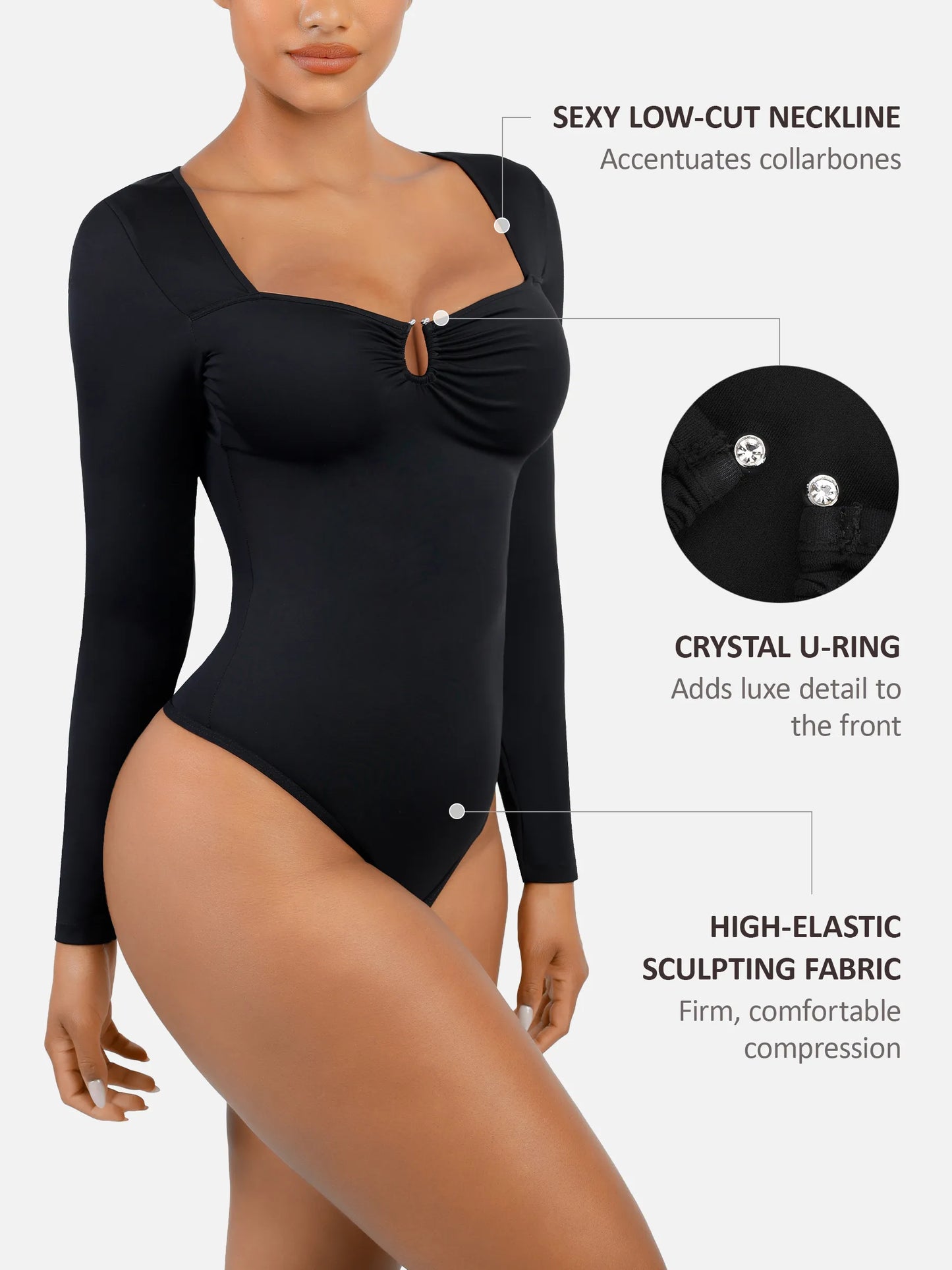 Feelingirl Slimming Long-Sleeve Shapewear Bodysuit
