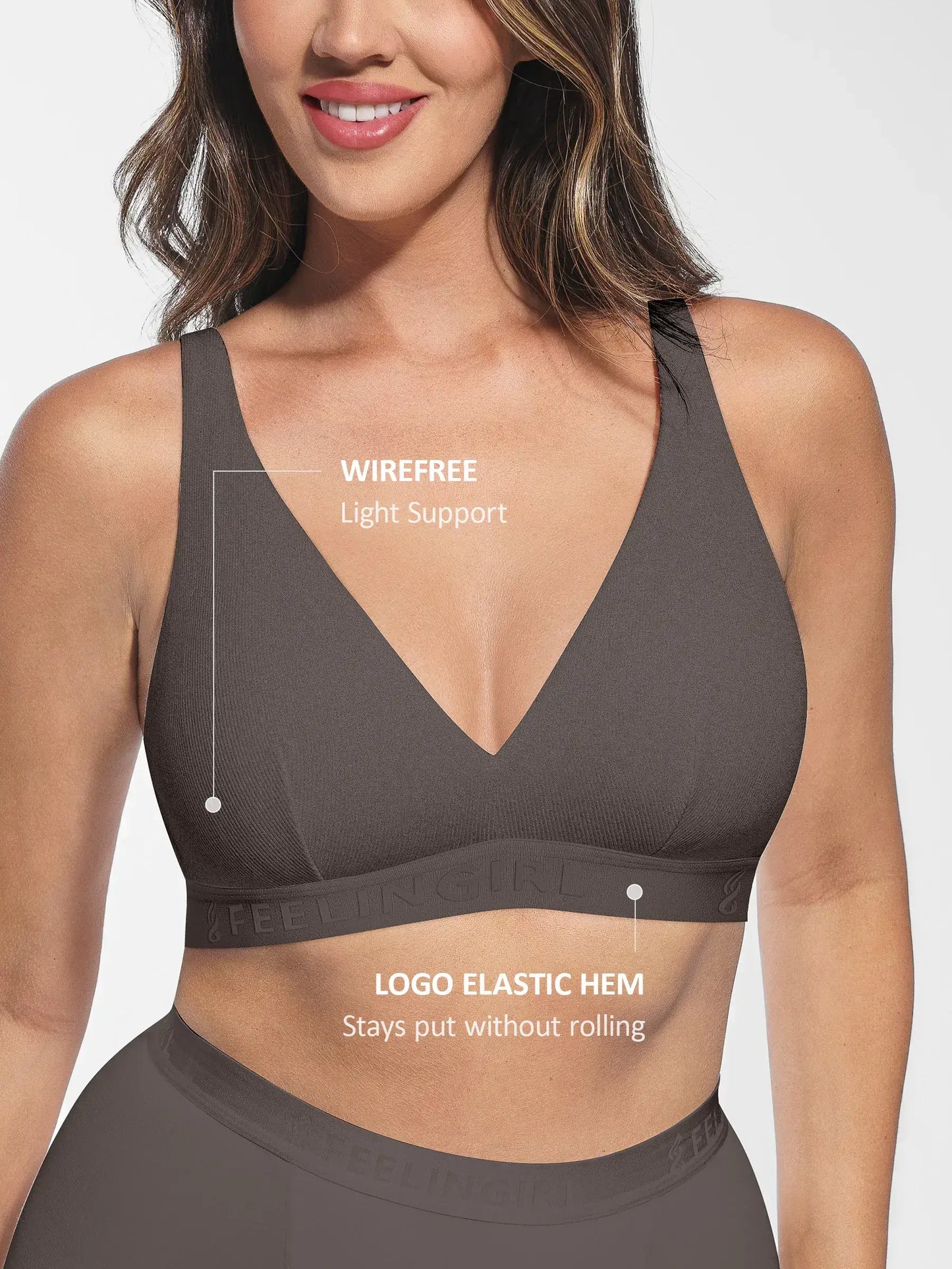 Feelingirl No Underwire Light Support Modal Bra