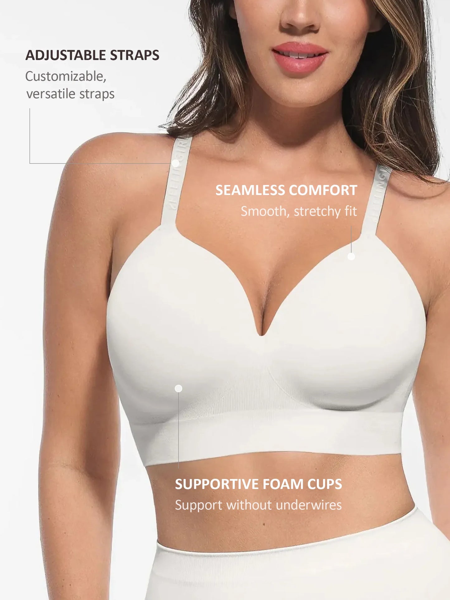 Feelingirl Wireless Adjustable Push-Up Full Coverage Bra