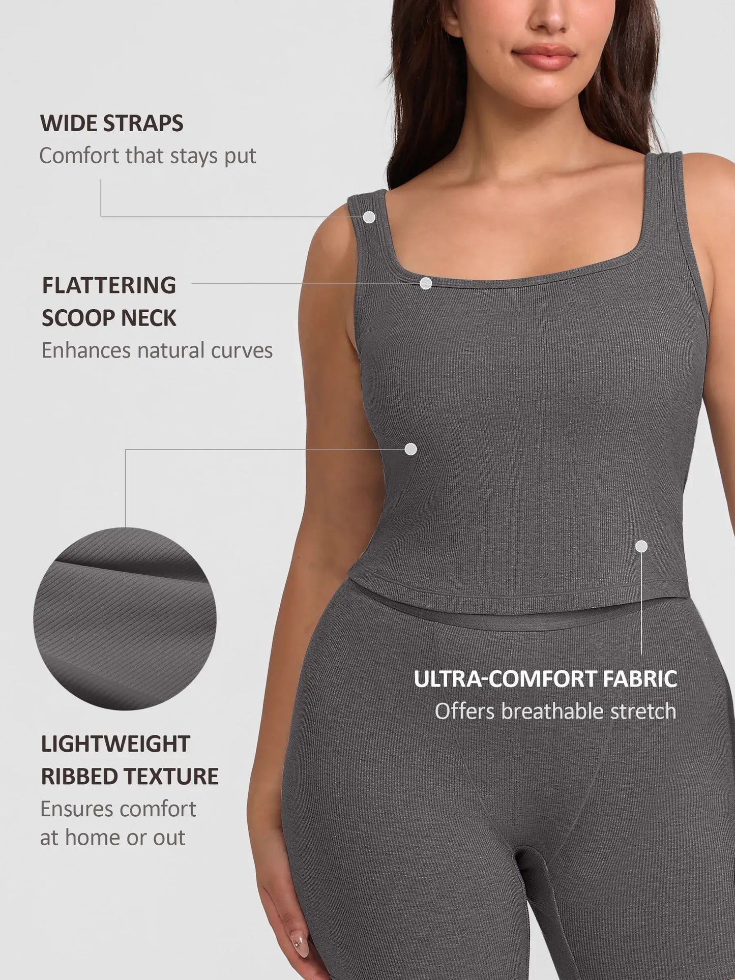 Feelingirl Breathable Ribbed Sleeveless Tank Top