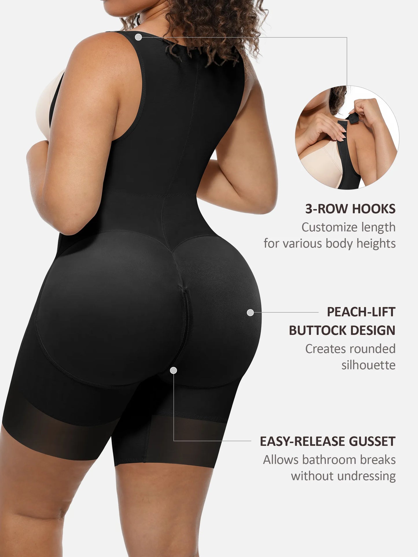 Feelingirl U-Shaped Tummy Control Butt Lift Shaper Bodysuit