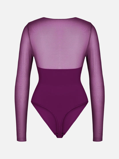 Feelingirl Mesh Panel V-Neck Bodysuit