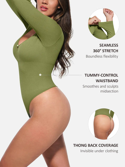 Feelingirl Seamless Ribbed Bodysuit