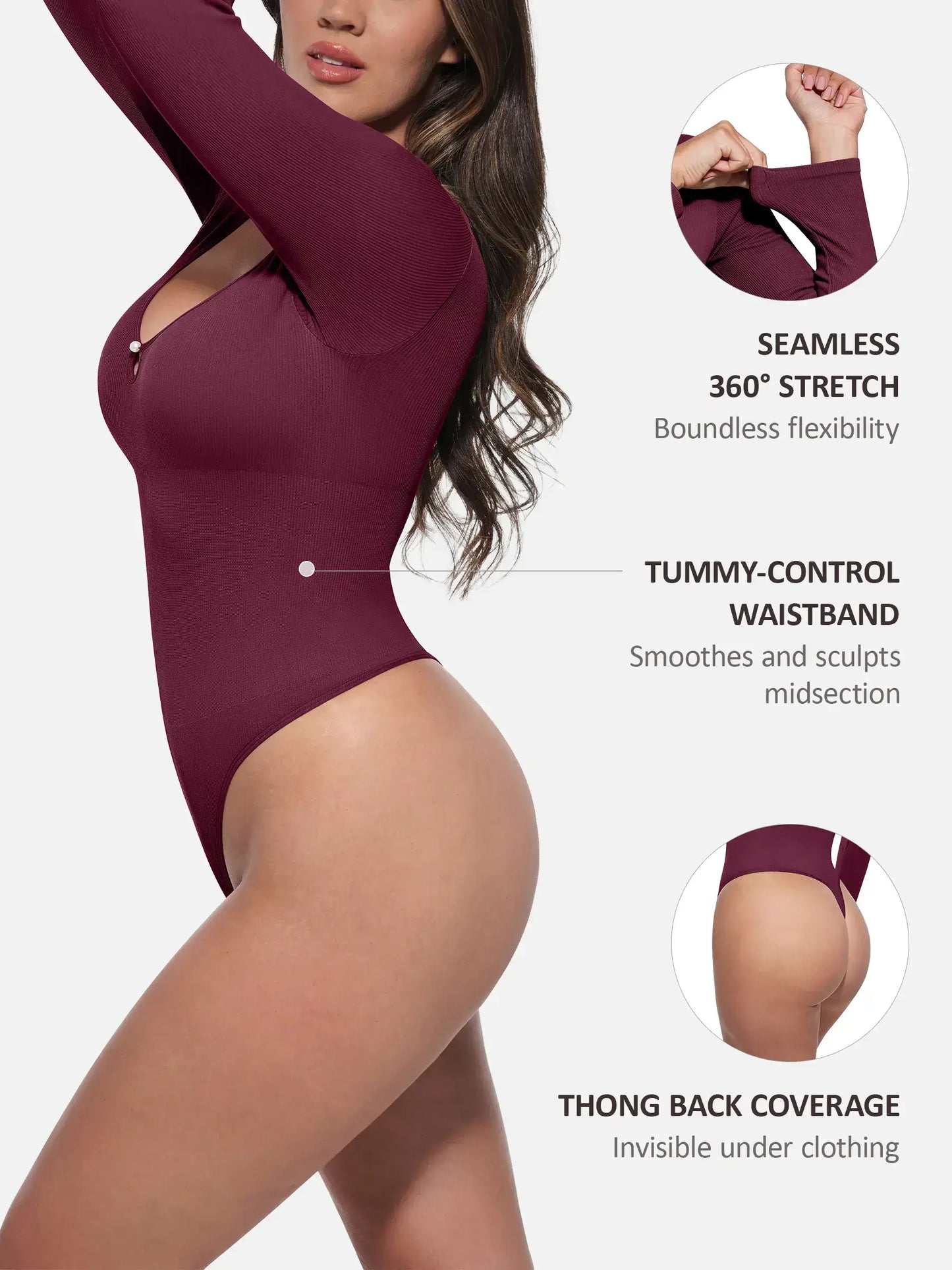 Feelingirl Seamless Ribbed Bodysuit