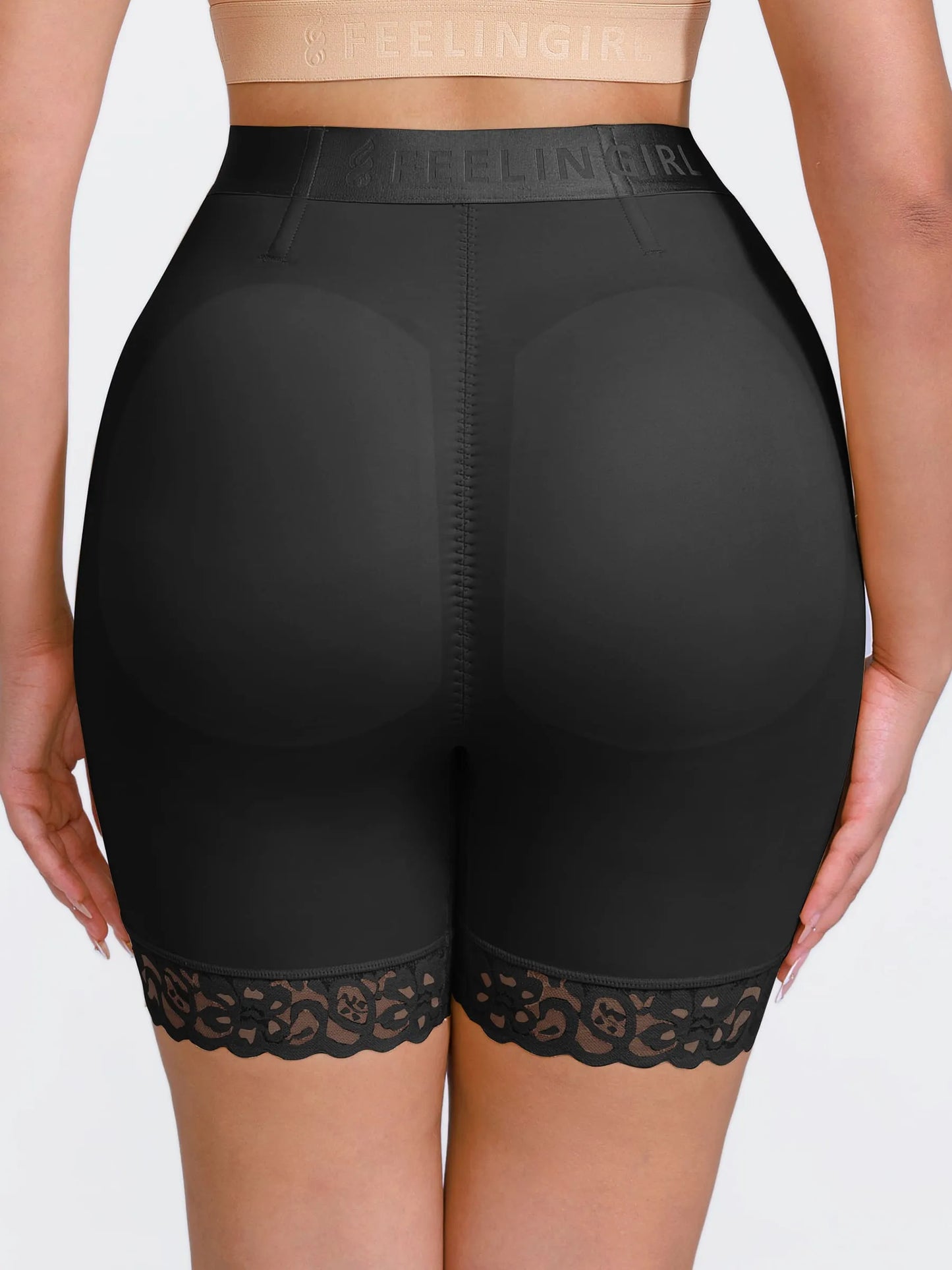 Feelingirl Front-Zip Mid-Waist Shapewear Shorts