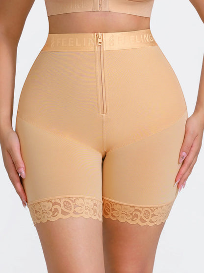 Feelingirl Front-Zip Mid-Waist Shapewear Shorts