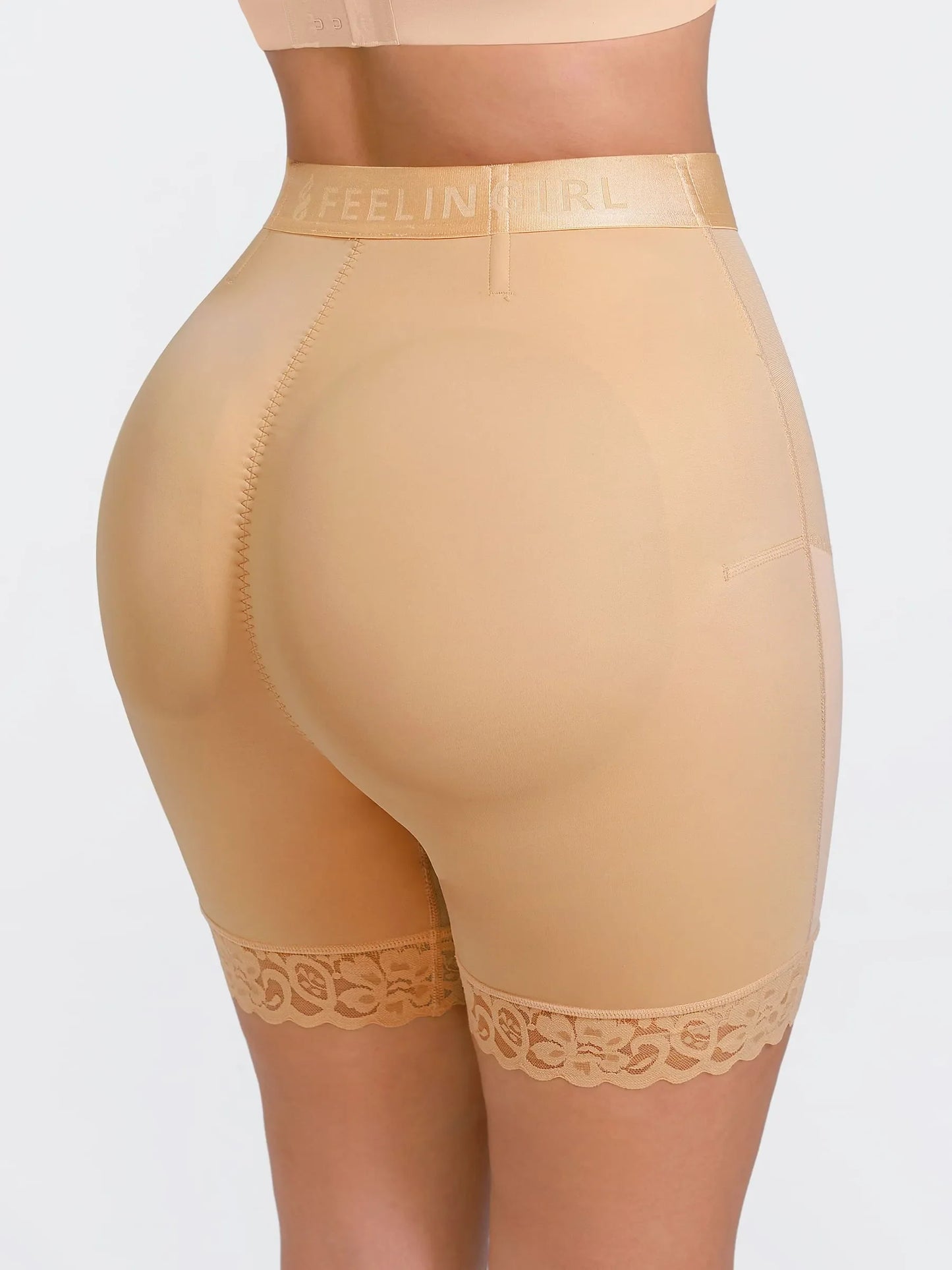 Feelingirl Front-Zip Mid-Waist Shapewear Shorts