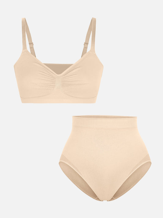Feelingirl Wireless Bra & Seamless Tummy Control Brief Set