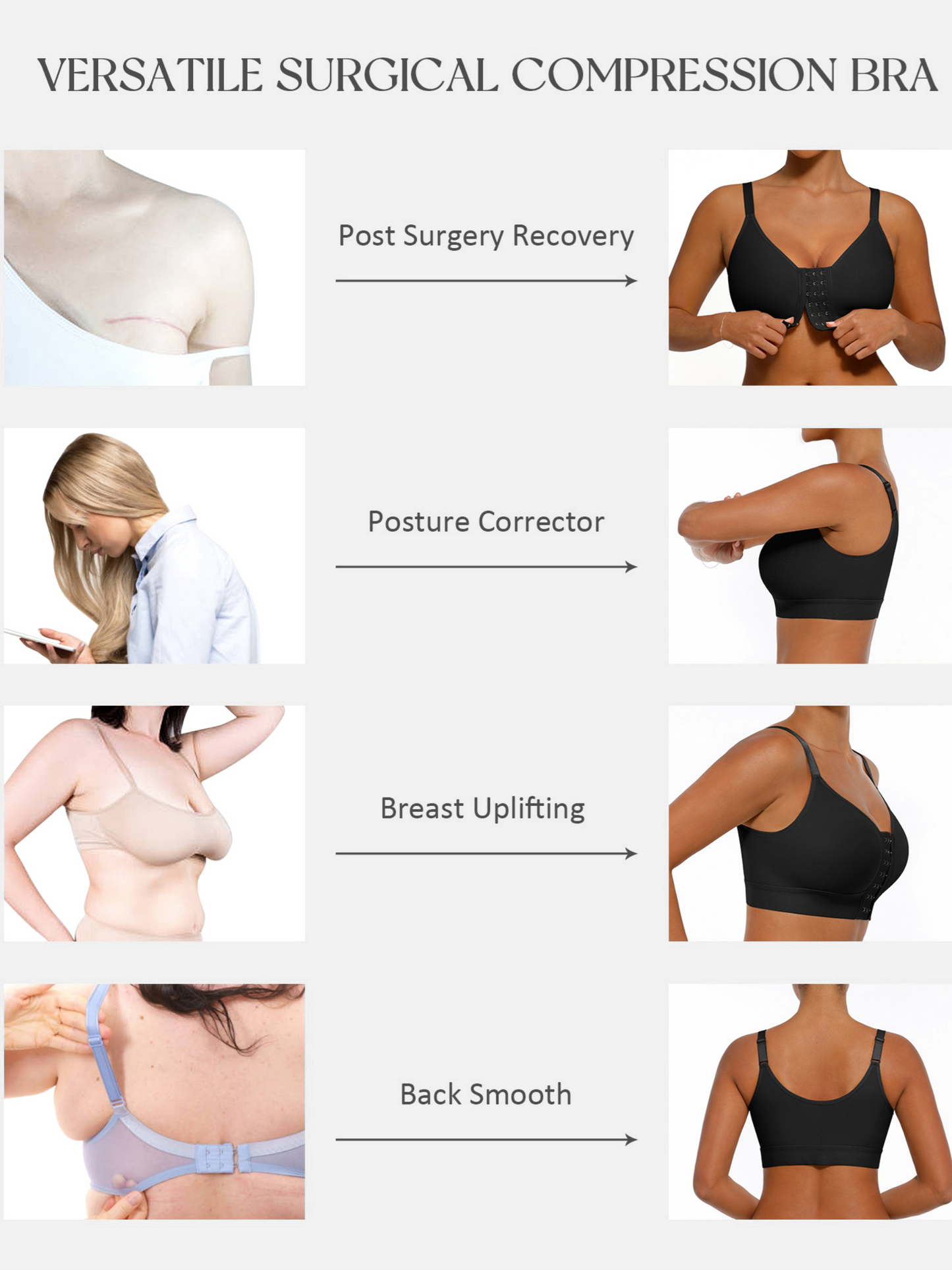 Feelingirl Full Coverage Front Closure Post-Operation Bra